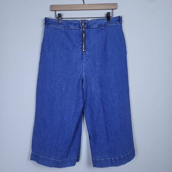 Charter Club Womens Size 12 High Rise Cropped Wide Leg Denim Jeans Blue Stretch - Picture 2 of 8